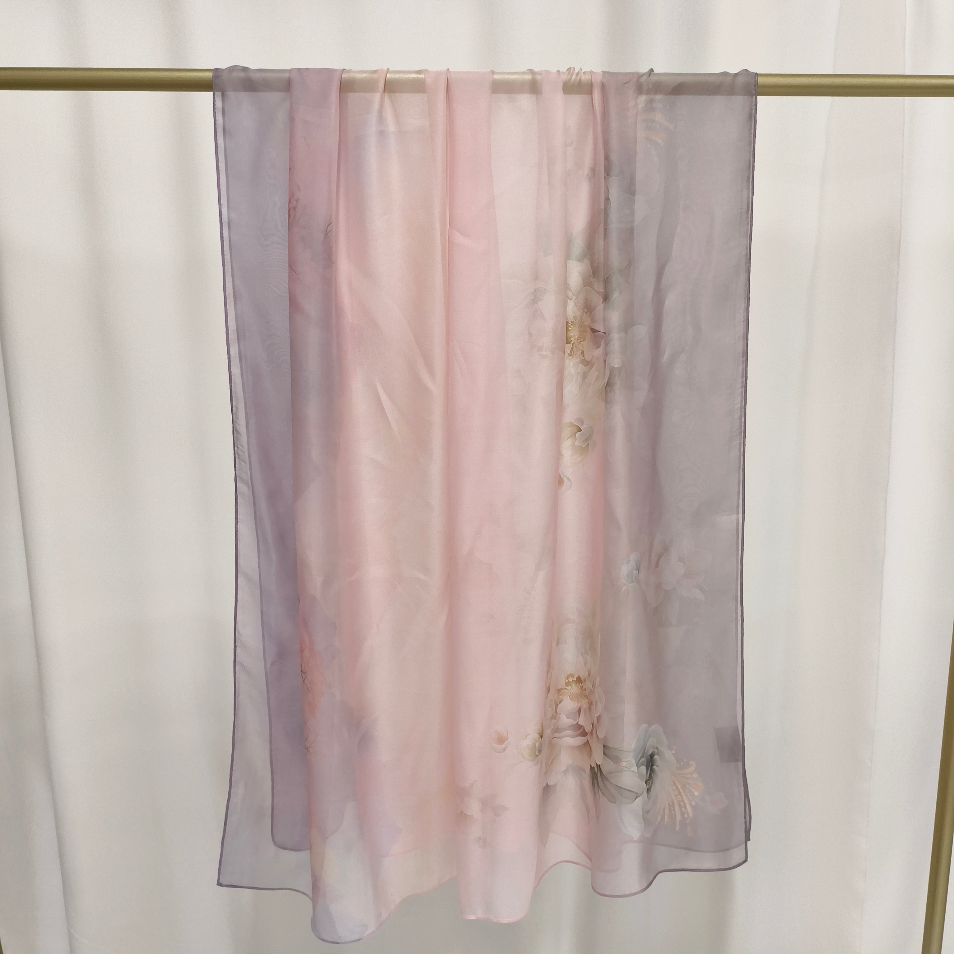 Italian Silk Scarf | Pink Flower | 110x180 cm