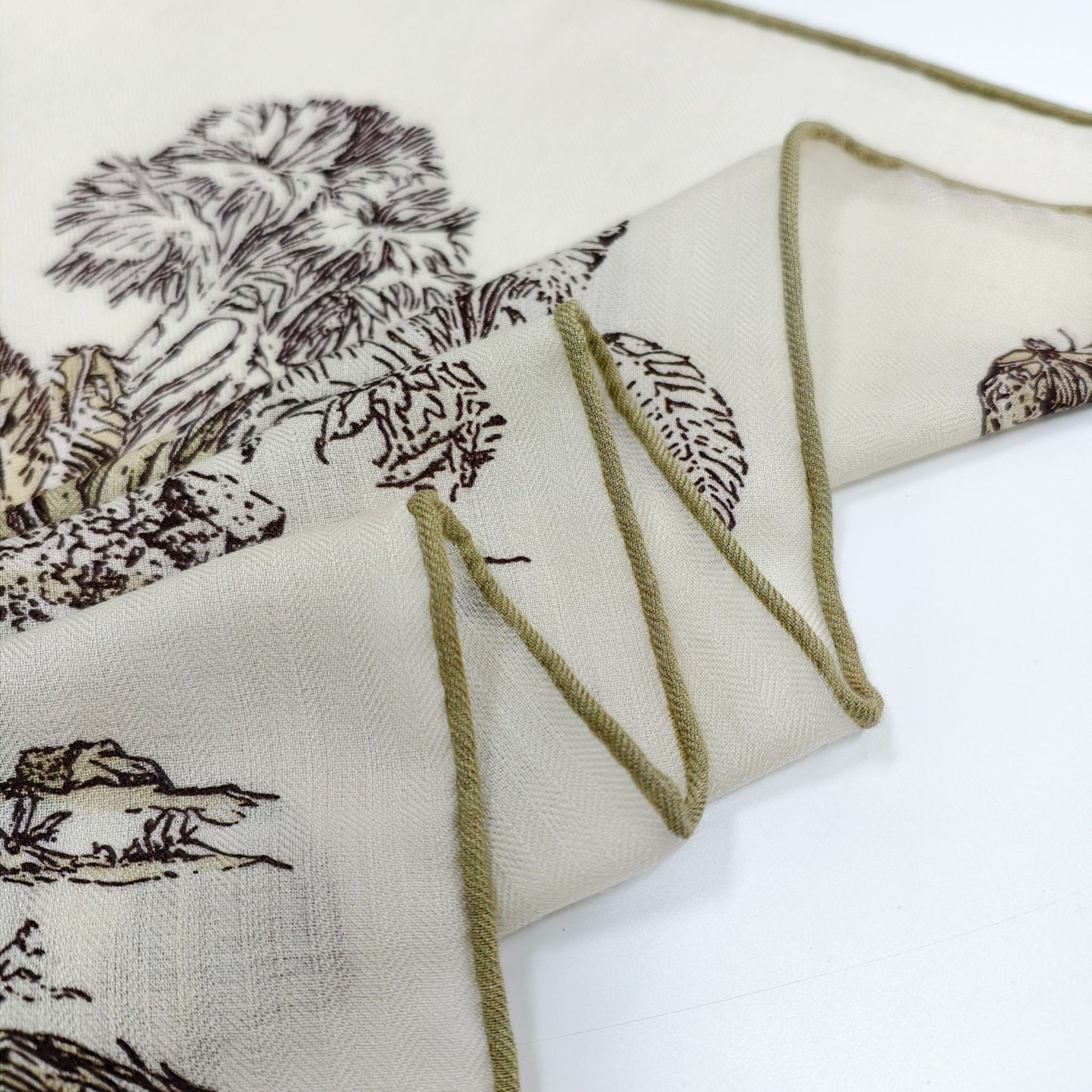 SilkWool Scarf – 70% Uld / 30% Mulberry Silke | Botanical Print