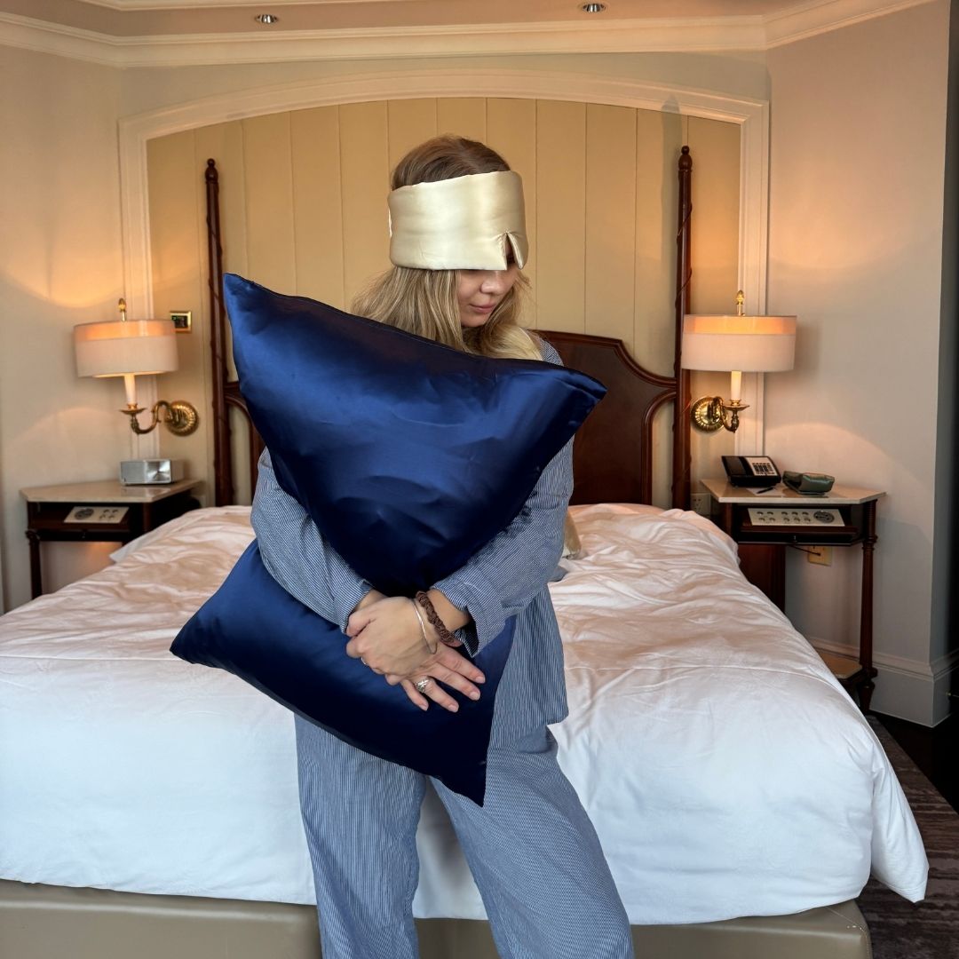 SILKE PUDEBETRÆK - NAVY BLÅ