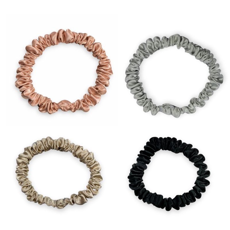 SIDEN SCRUNCHIE MINI - (Förpackning med 4) - Ljus