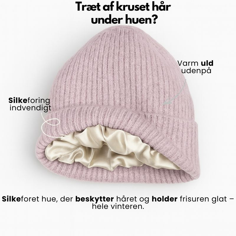 Silkefoeret hue i uld - Dusty Pink