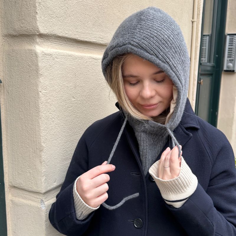 Balaclava in angora wool with silk lining