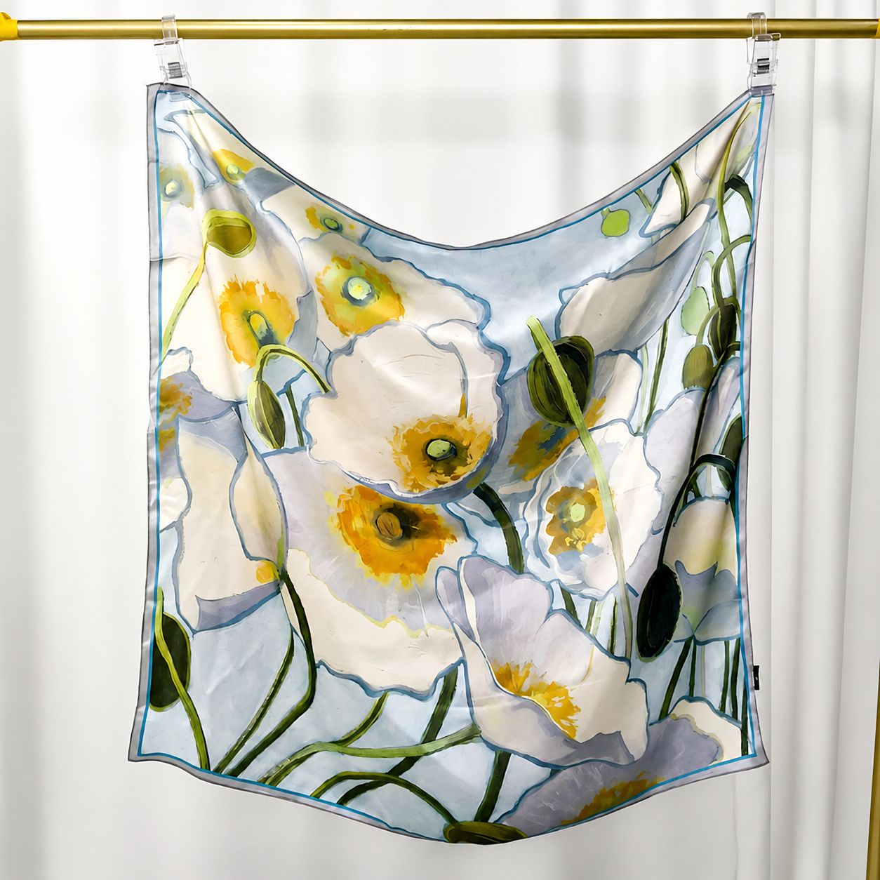 Silketørklæde | Light Blue Spring | 90 CM