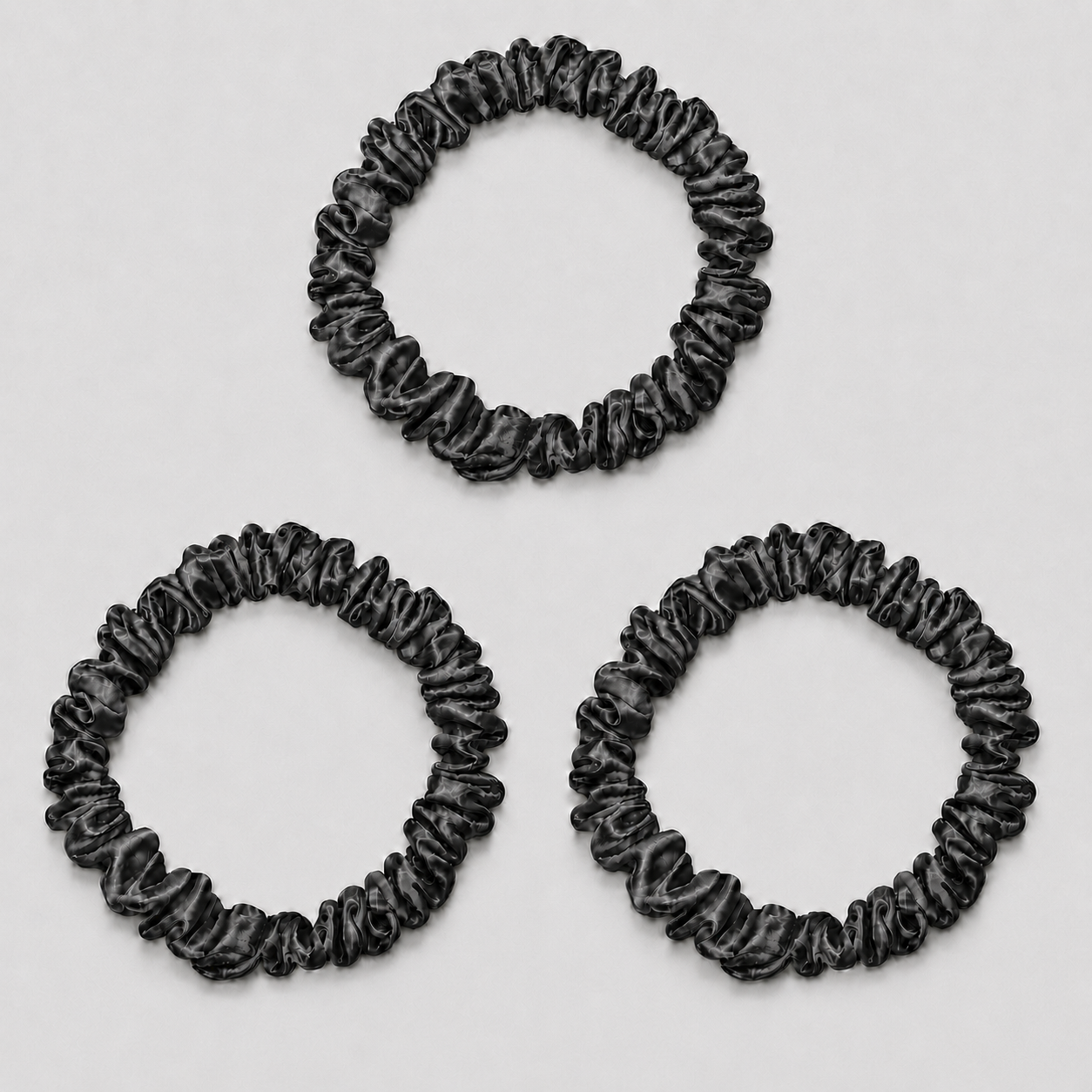 Silke Scrunchies Mini | 3-pak | Mørkegrå