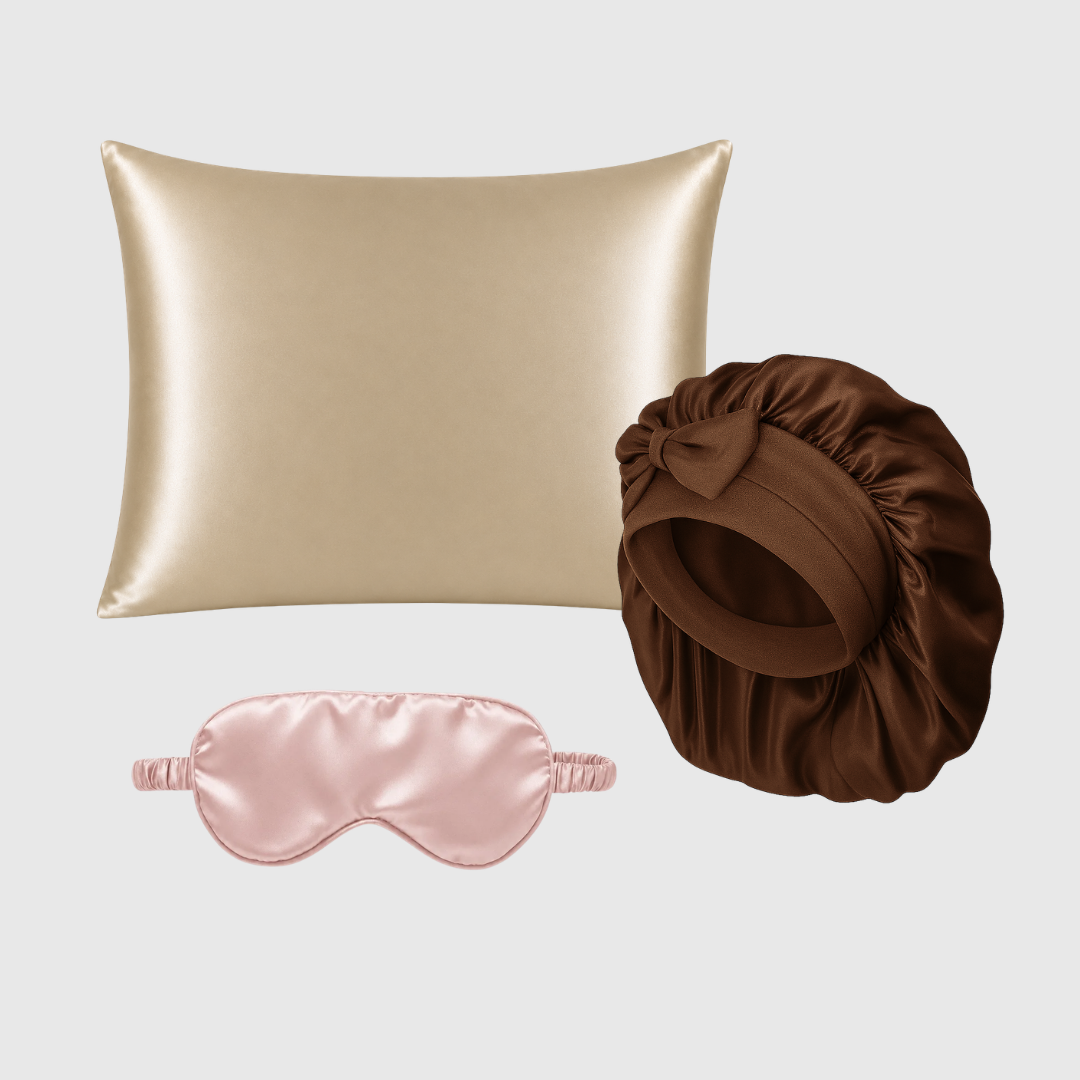 Premium Silk Kit | Pudebetræk, Bonnet & Sovemaske | 100% Mulberry Silke