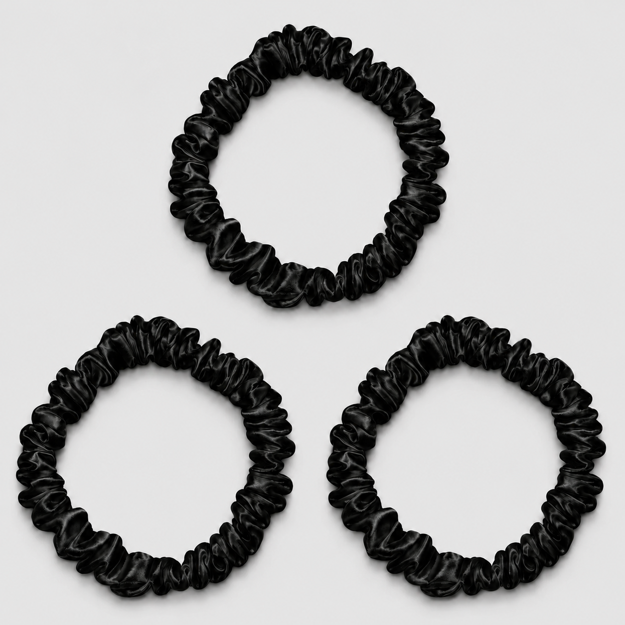 SILK SCRUNCHIE MINI (3er-Pack) - SCHWARZ