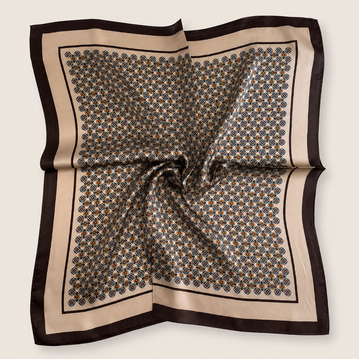 Silketørklæde | Brown and Beige Mix | 68 cm
