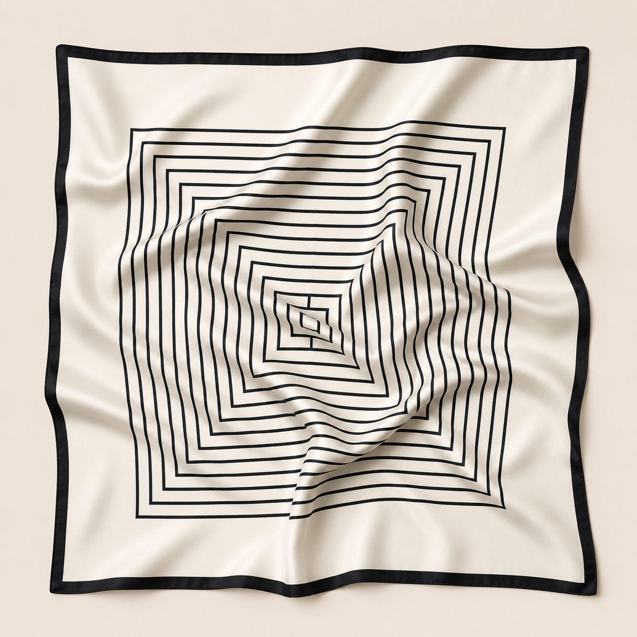 Silketørklæde | Black and White Square | 68 CM