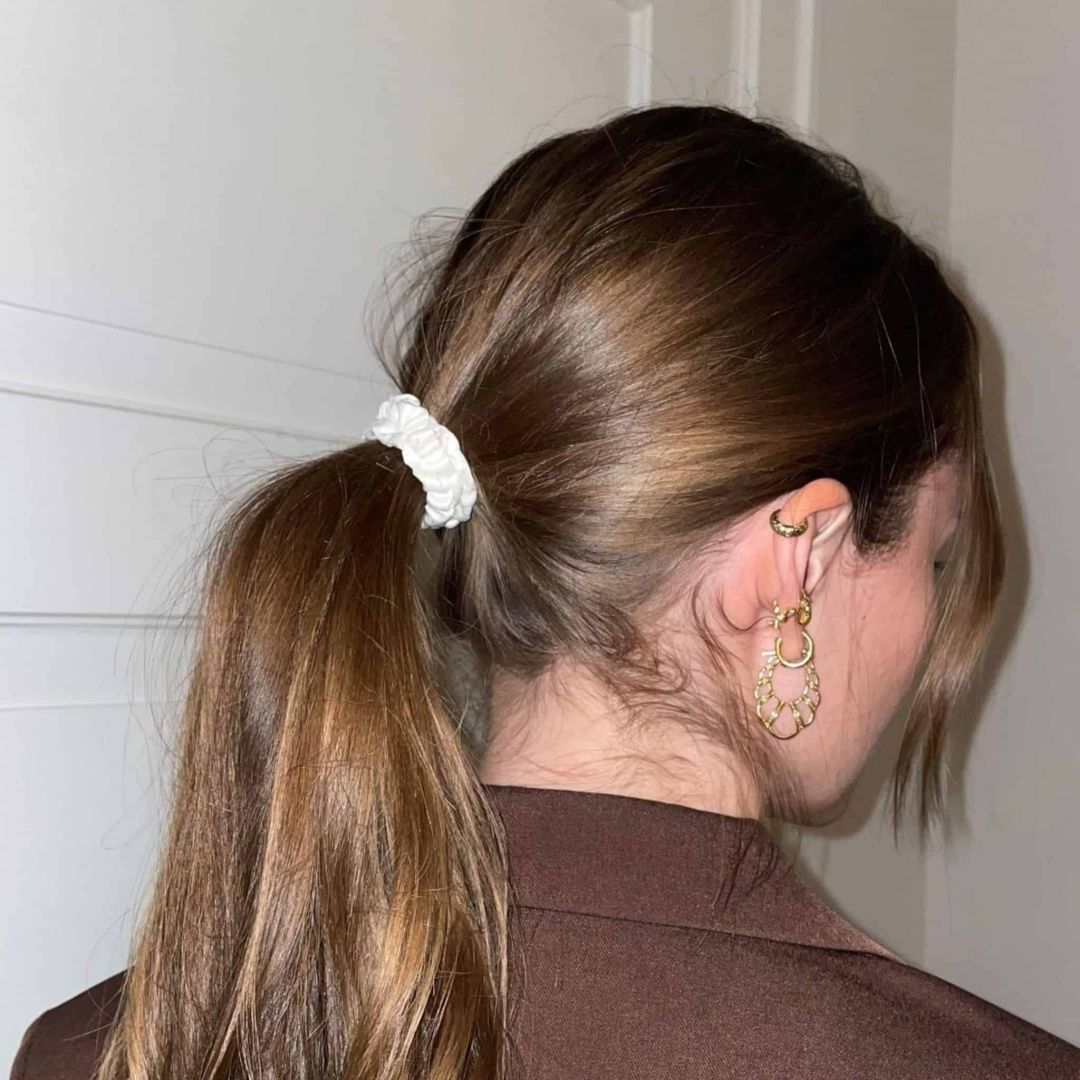 SILKE SCRUNCHIE MINI (3-pak) - HVID