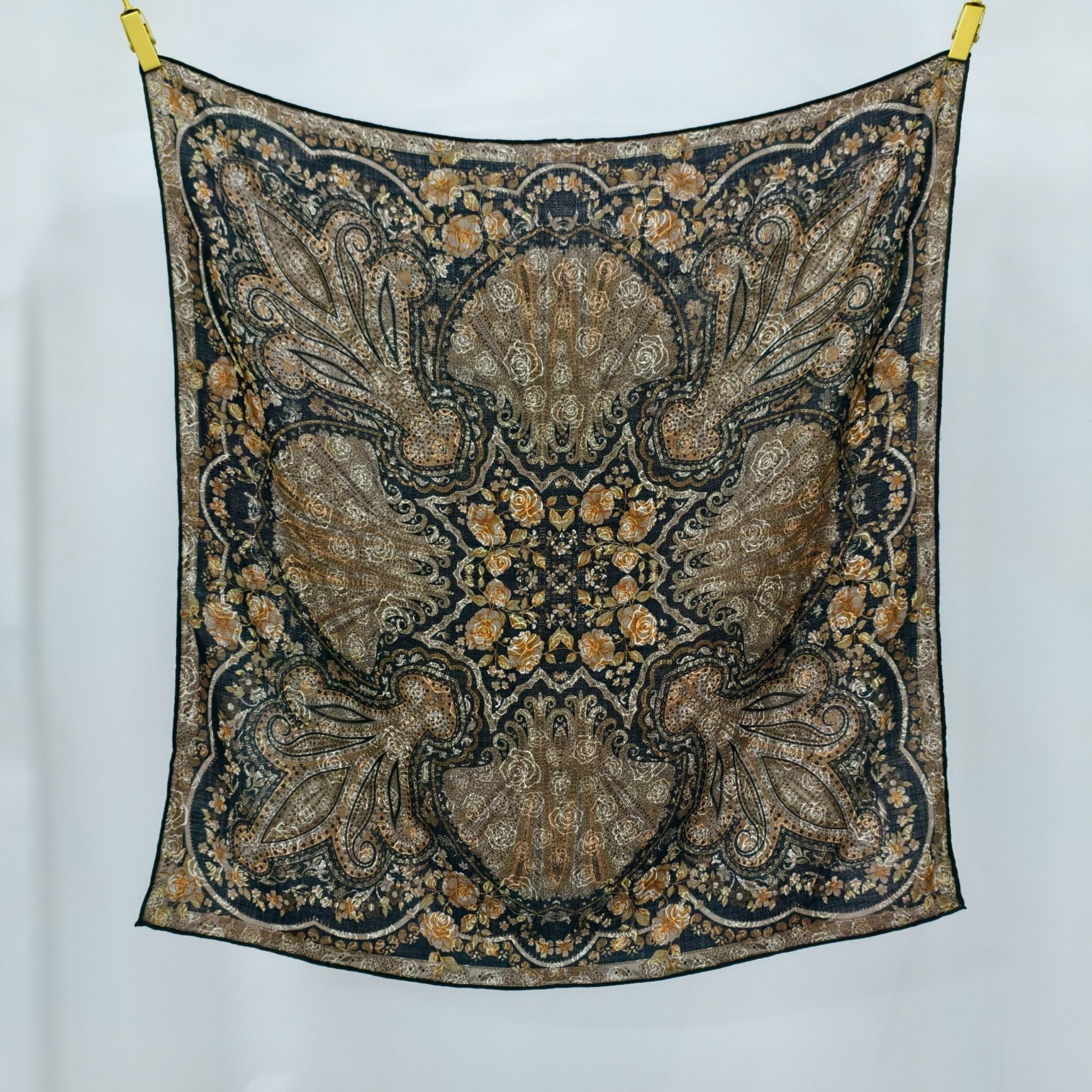 SilkWool Scarf – 70% Uld / 30% Mulberry Silke | Golden Tapestry