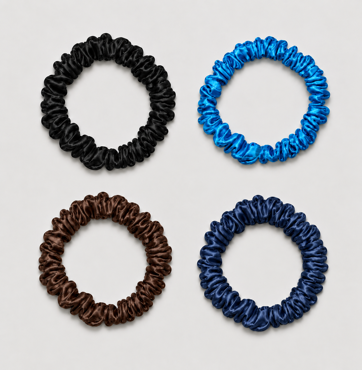 Seiden-Scrunchies Mini | 4er-Pack | Dunkle Mischung