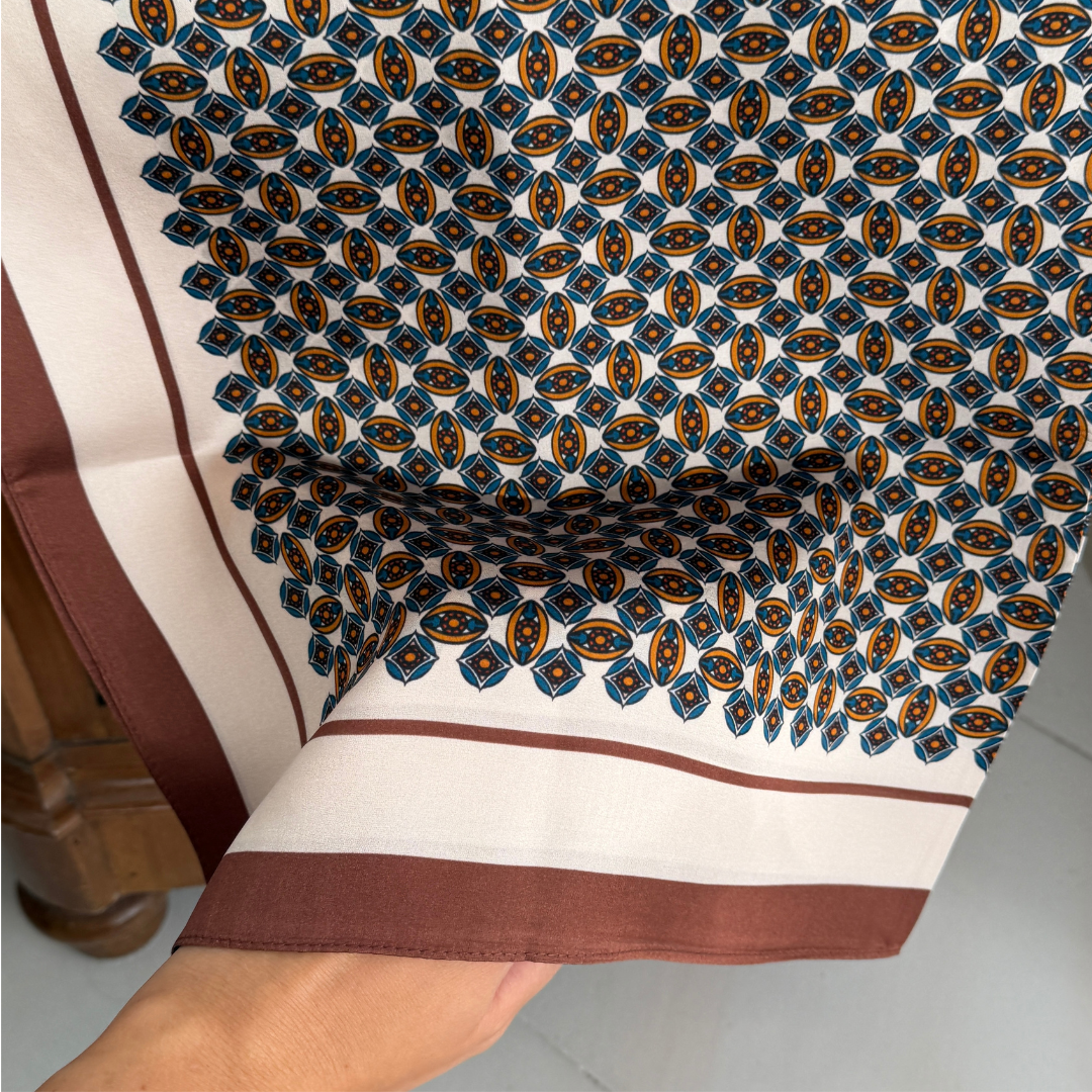 Silketørklæde | Brown and Beige Mix | 68 cm