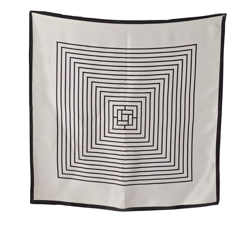 Silketørklæde | Black and White Square | 68 CM
