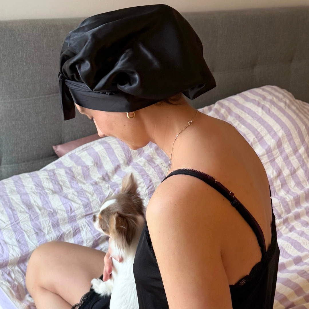 Luxus SILK Bonnet | Schwarz