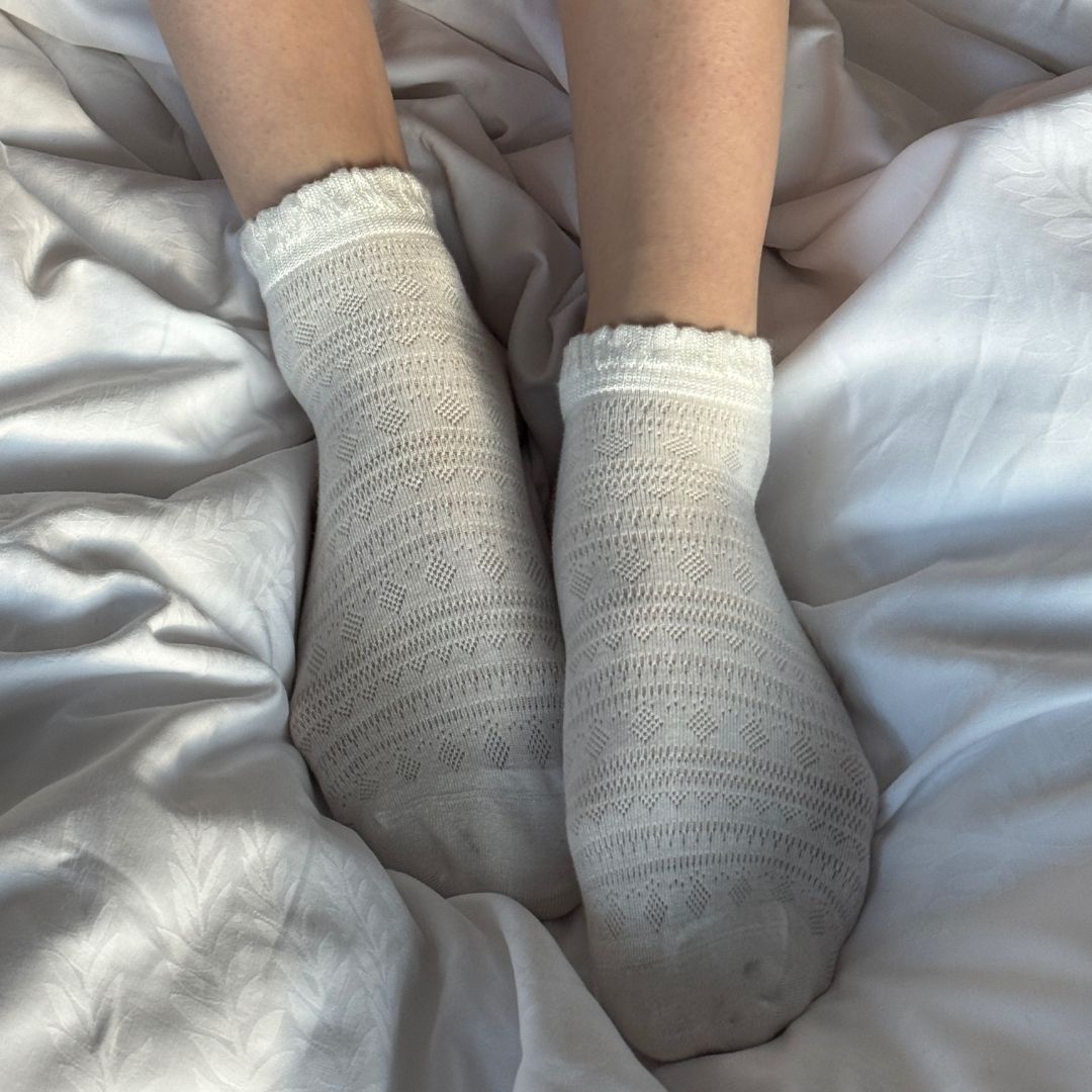 Mønstrede Silkestrømper 5-pak - Hvid