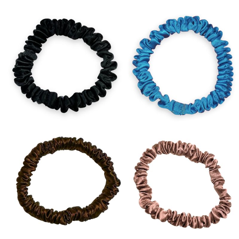 SILKE SCRUNCHIE MINI - (Pakke med 4) - Dark
