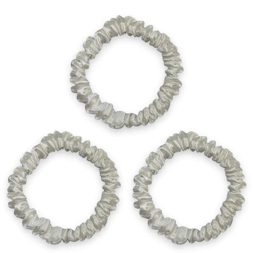 SILKE SCRUNCHIE MINI (3-pak) - HVID