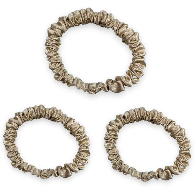 SILKE SCRUNCHIE MINI (3-pak)- BEIGE