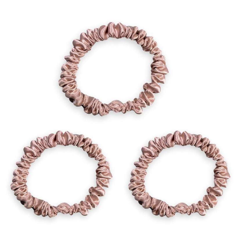 SILKE SCRUNCHIE MINI (3-pak) - ROSE GOLD