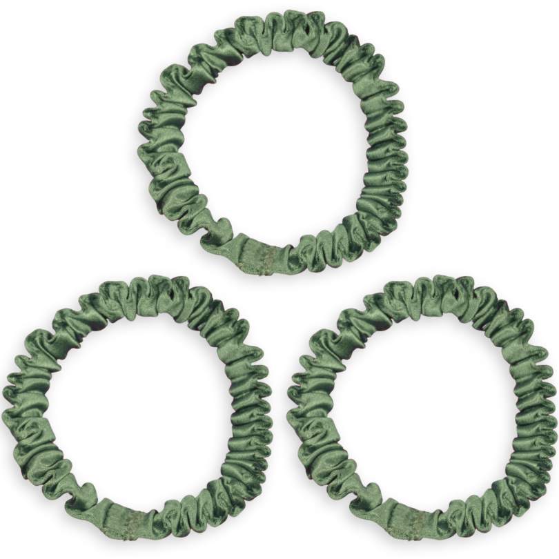 SILKE SCRUNCHIE MINI (3-pak) - OCEAN GREEN