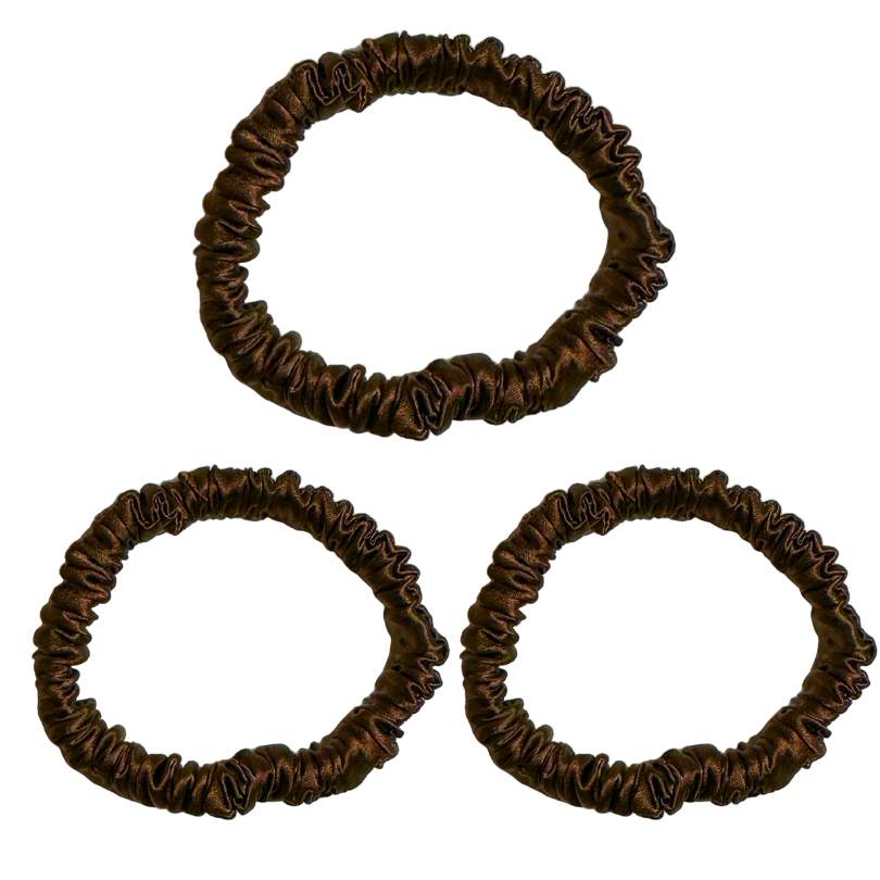 SILKE SCRUNCHIE MINI (3-pak) - CHOCOLATE
