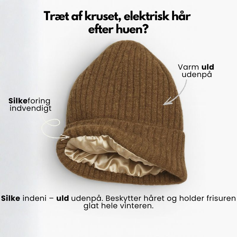 Silkefoeret hue i uld - Brown