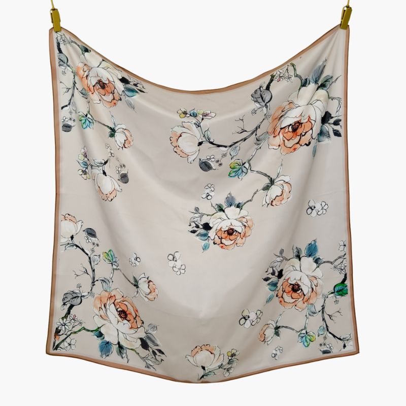 Silketørklæde | Flowers | 90 CM