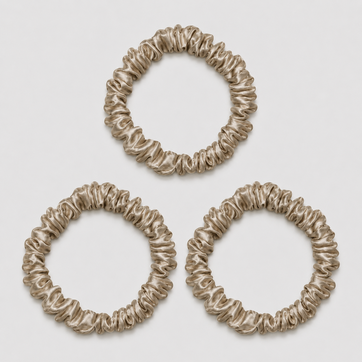 SILK SCRUNCHIE MINI (3er-Pack) - BEIGE
