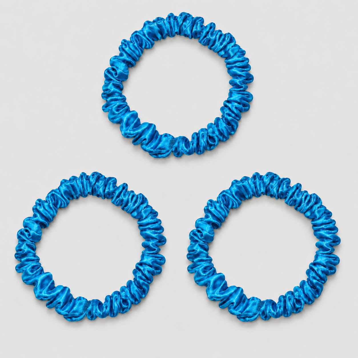 Silke Scrunchies Mini | 3-pak | Shiny Blue