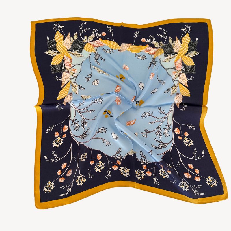 Silketørklæde - Blue Flower Mix | 68 CM
