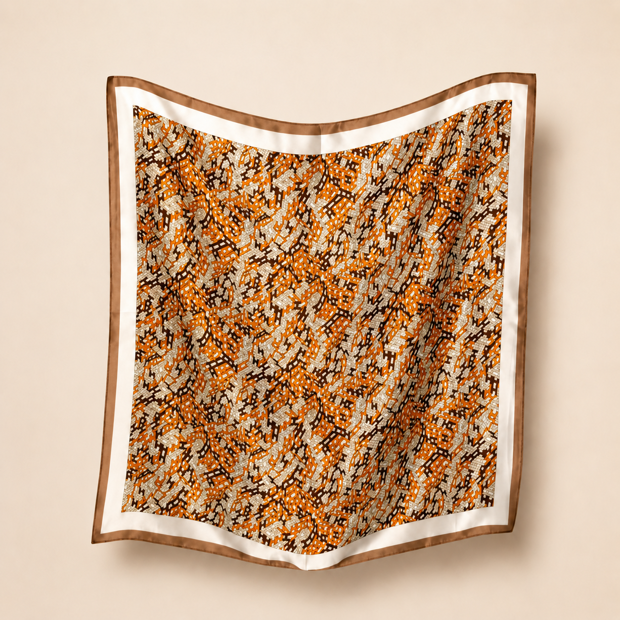 Silketørklæde | Orange Pattern | 68 CM
