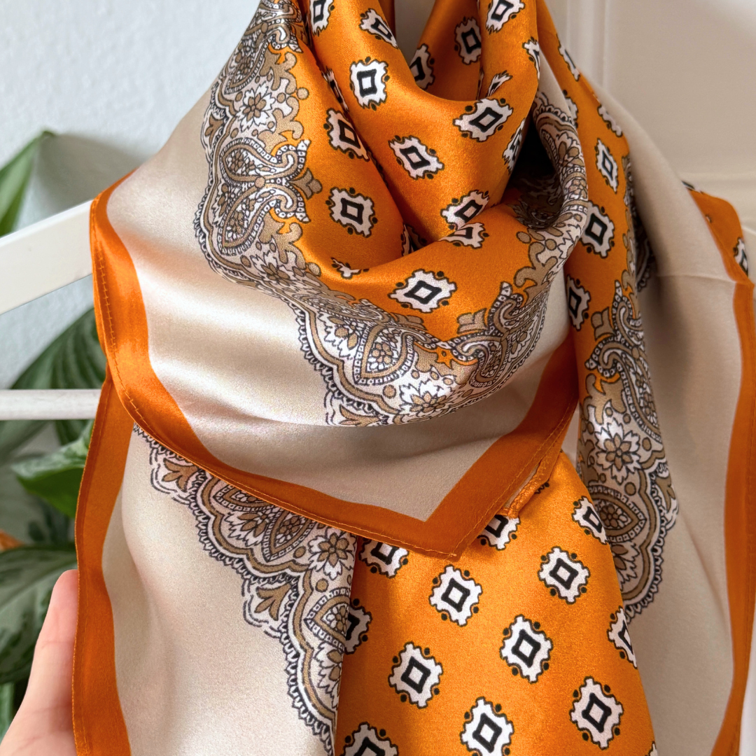 Silketørklæde | Sunrise Orange | 90 CM