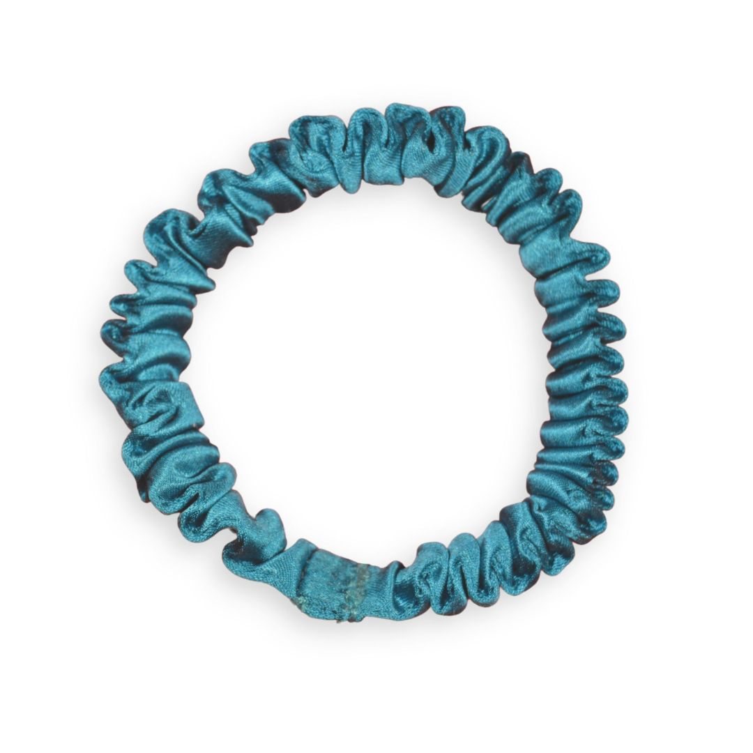 SILKE SCRUNCHIE MINI (3-pak) - SHINY BLUE